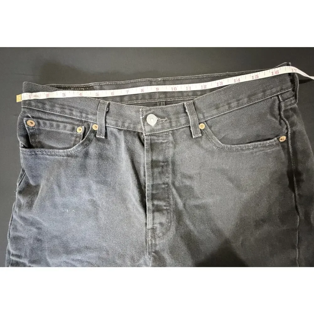(Vintage) Levi’s 501 Cut Off Frayed Hem Jorts Y2K Grunge Black Faded Jeans 34/30